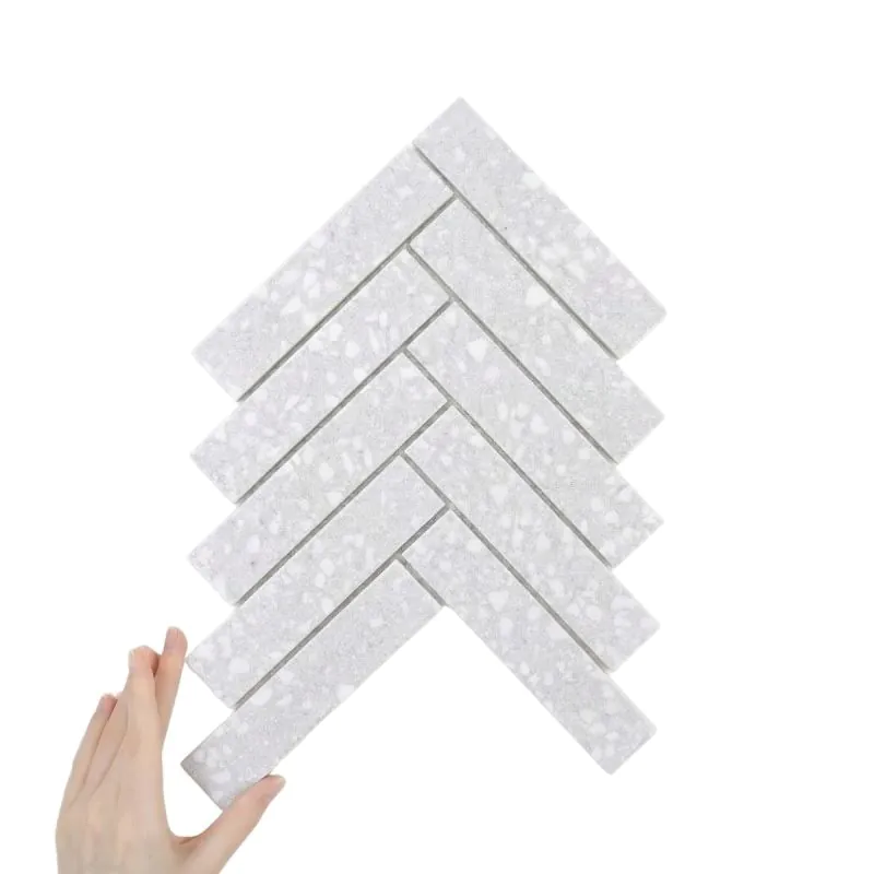 Płytka Jodełka XL Cemento Terrazzo Matowa