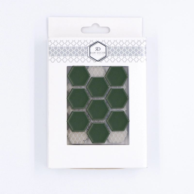 Vzorek: Heksagon Malá Tmavě Zelená Matná